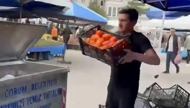 Domatesleri Çöpe Döken Pazarcıya Şok Cezalar!
